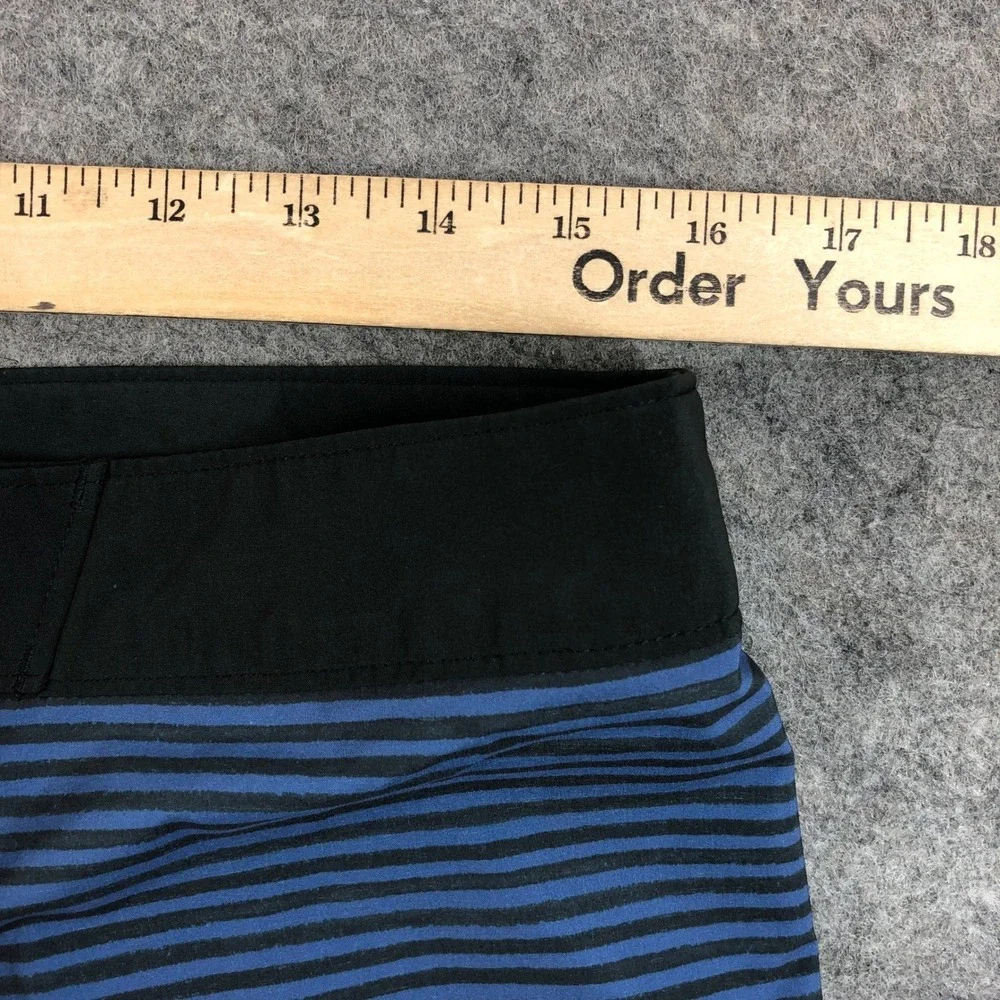 Outerknown Mens 31 Blue Stripe Recycled Polyester Board Shorts Swim Beach